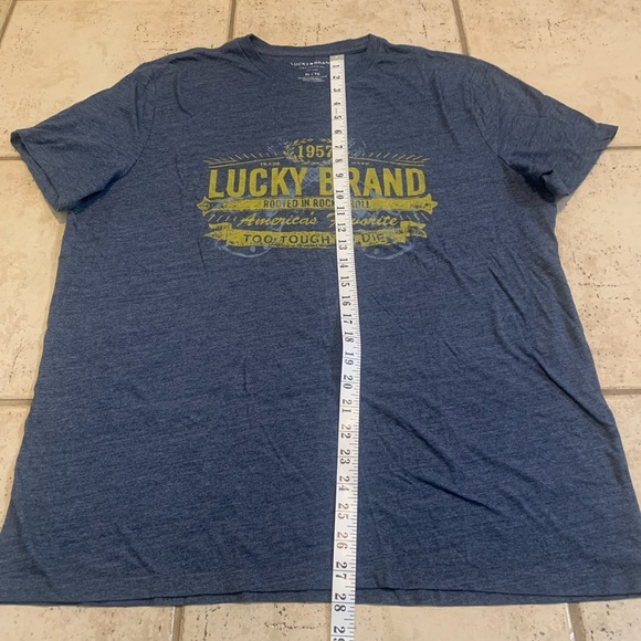 Lucky Brand Men's Blue Graphic Tee - "Rooted in Rock n Roll" - Size XL/TG - Picture 3 of 5